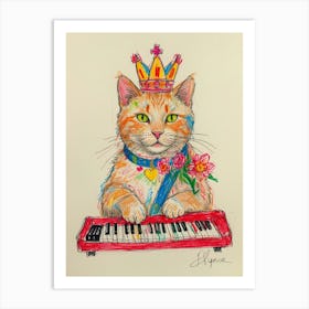 Cat Playing Piano 1 Art Print