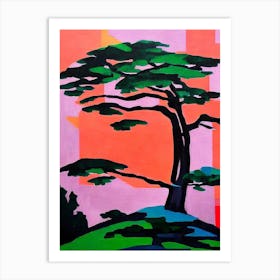 Japanese Black Pine Tree Cubist Art Print