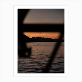 Sunsets on the water from the boat Art Print