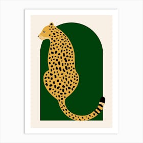 Boho Leopard Jungle Green Vintage Arch Art Print