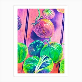 Tomatillo Risograph Retro Poster vegetable Art Print