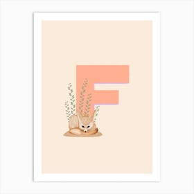 Letter F Fennec Fox Art Print