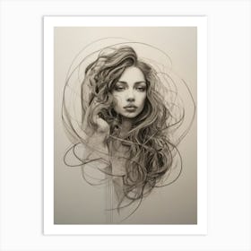 Drawing Of A Woman Art Print