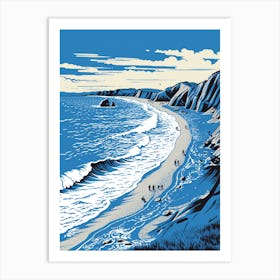 A Screen Print Of Durdle Door Beach Dorset 1 Art Print