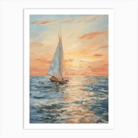 Sailboat At Sunset Art Print