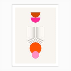 Mid Century Modern | 03 - Pink And Orange Geometric Arch Art Print