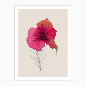 Hibiscus Floral Minimal Line Drawing 5 Flower Art Print