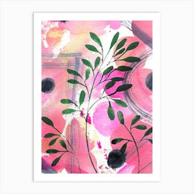 Pink And Green 1 Abstract Watercolour Painting Art Print