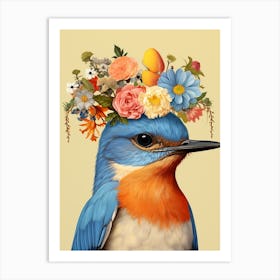 Bird With A Flower Crown Eastern Bluebird 4 Art Print