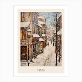 Vintage Winter Painting Poster Vilnius Lithuania 2 Art Print