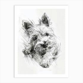 Terrier Dog Line Sketch 3 Art Print