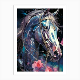 Horse With Flowers Art Print
