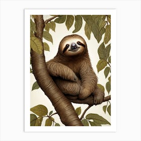 Cute Sloth Illustration Art Print