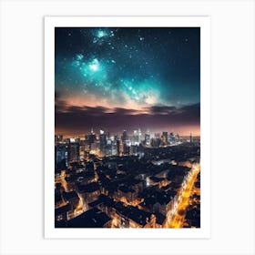 Night Sky Over City Art Print