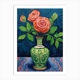 Flowers In A Vase Still Life Painting Rose 3 Art Print