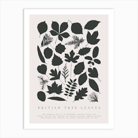 British Tree Leaves. Leaf Silhouettes 1 Art Print