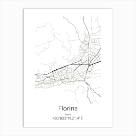 Florina,Greece Minimalist Map Art Print