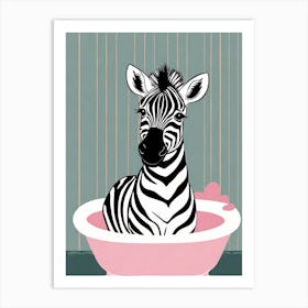 Zebra In A Bath Tub, whimsical animal art, 1104 Art Print