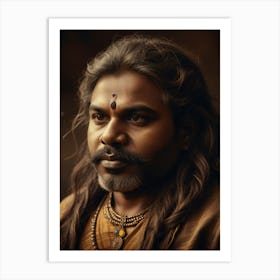 Man With Long Hair Art Print