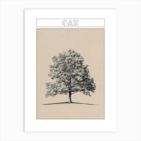 Oak Tree Minimalistic Drawing 1 Poster Art Print