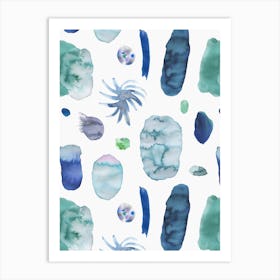 Scandi Minimal Abstract Blue Art Print