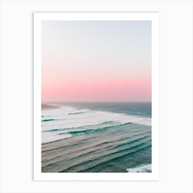 Mawgan Porth Beach, Cornwall Pink Photography 1 Art Print