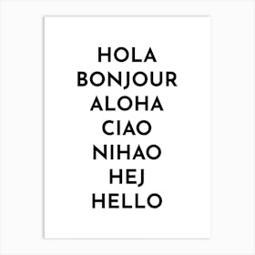 Words For Hello Typography Art Print