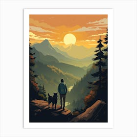 Man And Dog In The Mountains Art Print