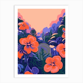 Boho Wildflower Painting Violets Viola 3 Art Print