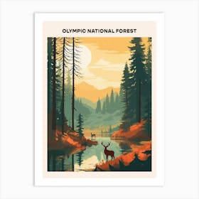 Olympic National Forest Midcentury Travel Poster Art Print
