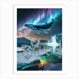 A Mesmerizing South Pole Scene Where The Animals Art Print