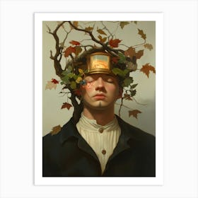 Man With Leaves On His Head 2 Art Print