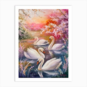 Swans In The Water Art Print