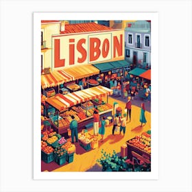 Aihrgdesign A 1970s Inspired Travel Poster For Lisbon 2 Art Print