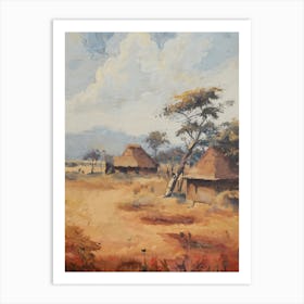 Vintage African Countryside Oil Painting Art Print