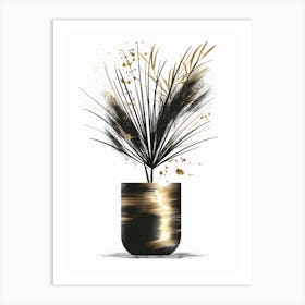 Gold And Black Plant Art Print