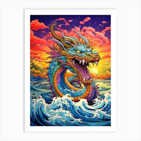 Dragon Retro Pop Art Style 3 Art Print