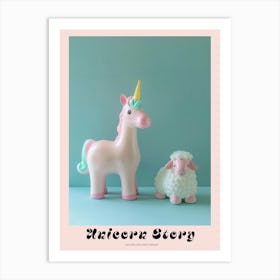Toy Pastel Blue Unicorn & Lamb 1 Poster Art Print