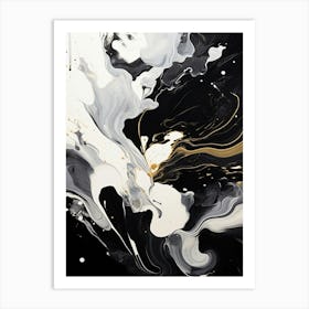 Fluidity Abstract Black And White 1 Art Print