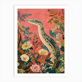 Floral Animal Painting Cobra 3 Art Print