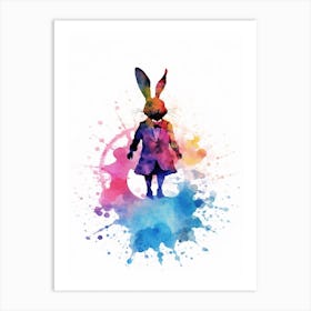 Alice In Wonderland Colourful Watercolour The White Rabbit 2 Art Print