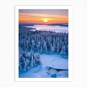 A Winter Scenario At The Heart Of The Arctic Where Pines And Wilderness Blend With The Serene Hues (3) Art Print