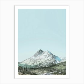 Mount Katahdin Usa Color Line Drawing (7) Art Print