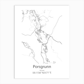 Porsgrunn,Norway Minimalist Map Art Print