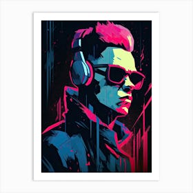 Dj neon art Art Print