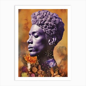 Afro Collage Portrait Purple 14 Art Print