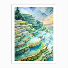 A Depiction Of Stone Terraces Filled With Vibrant (1) Art Print