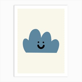 Blue Cloud With Smiley Face Art Print
