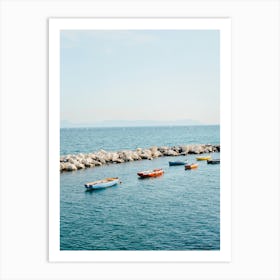 Boats In The Sea in Napoli, Italy | Colorful Travel Photography Art Print