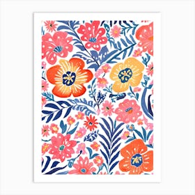 Oriental Carpet Many Flowers In The Style Of Matisse (3) Art Print